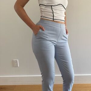 UNIQLO  SMART ANKLE PANTS STRIPE WIHTE & LIGHT BLUE - S